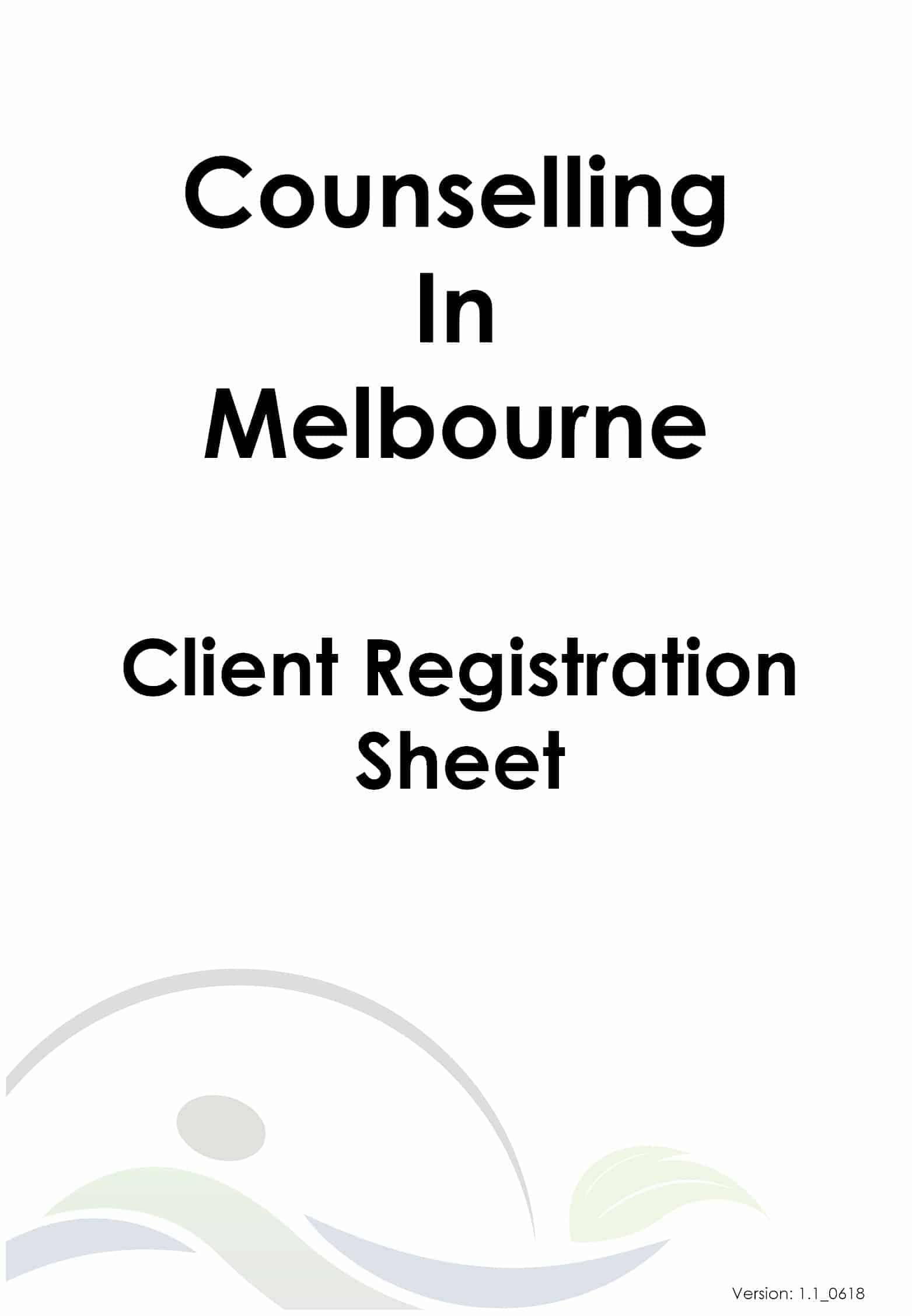 Counselling in Melbourne Client Registration Sheet